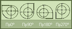  Положение корпуса вентилятора левого вращения