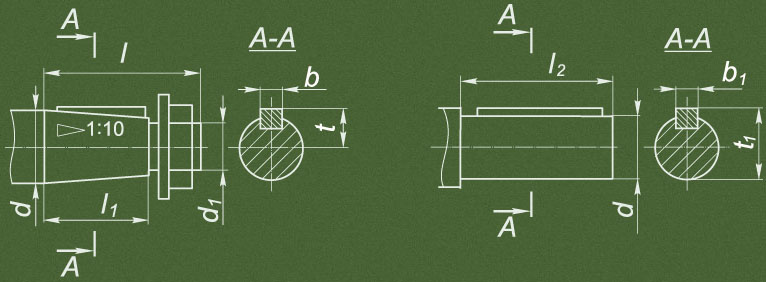 Размеры валов МЧ2-63/100 - МЧ2-80/160